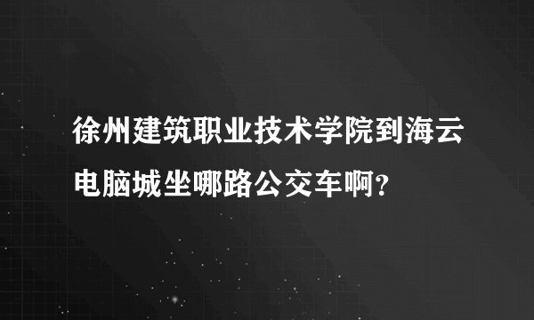 徐州建筑职业技术学院到海云电脑城坐哪路公交车啊？