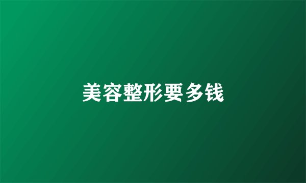 美容整形要多钱