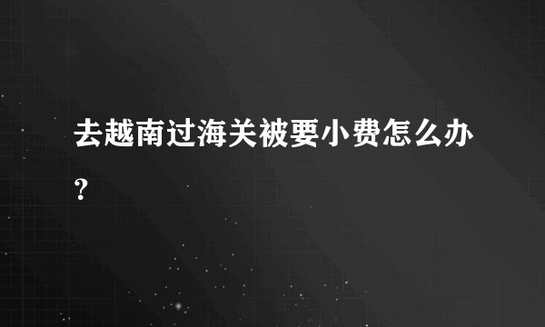 去越南过海关被要小费怎么办？