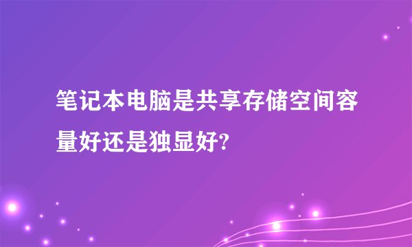 笔记本电脑是共享存储空间容量好还是独显好?