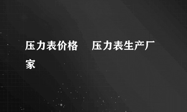 压力表价格 　压力表生产厂家