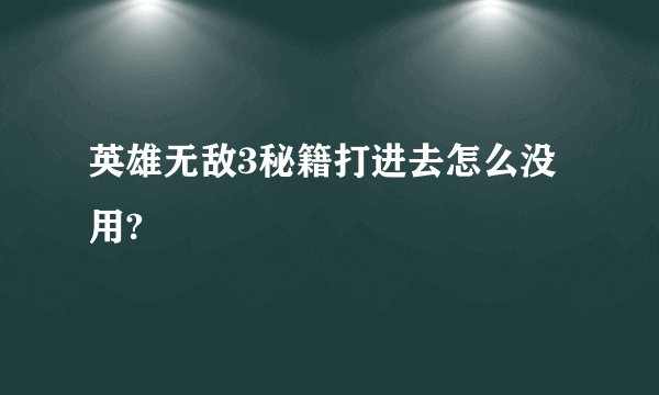 英雄无敌3秘籍打进去怎么没用?