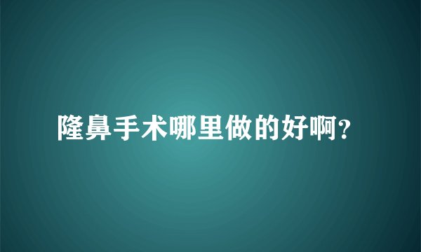 隆鼻手术哪里做的好啊？