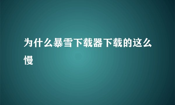 为什么暴雪下载器下载的这么慢
