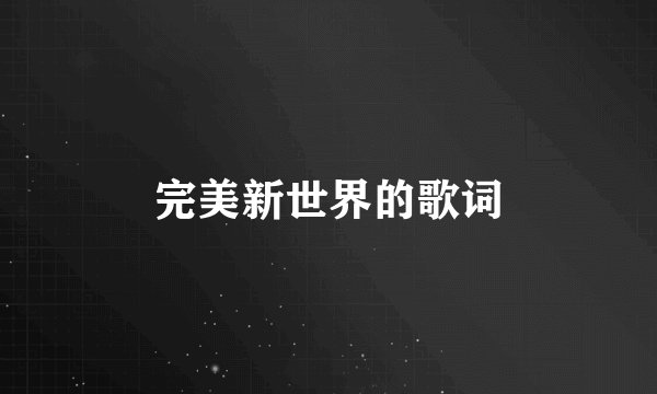 完美新世界的歌词