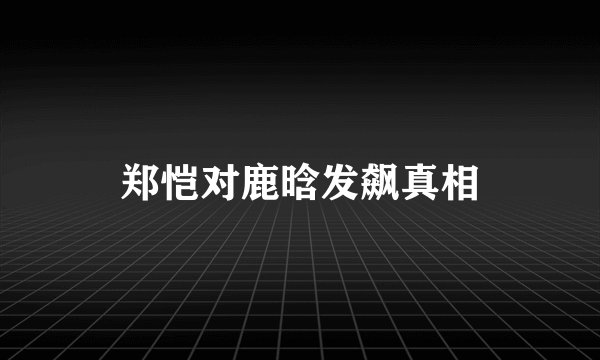 郑恺对鹿晗发飙真相