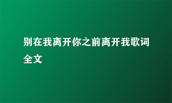 别在我离开你之前离开我歌词全文
