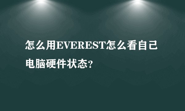 怎么用EVEREST怎么看自己电脑硬件状态？