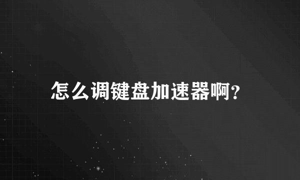 怎么调键盘加速器啊？