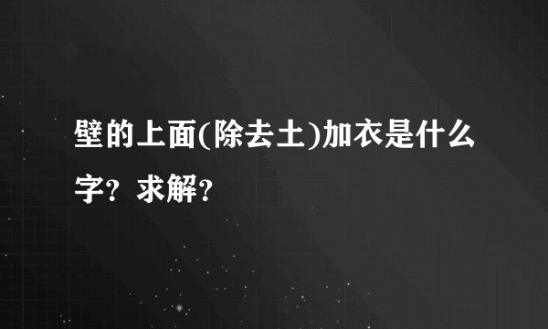 壁的上面(除去土)加衣是什么字?求解?
