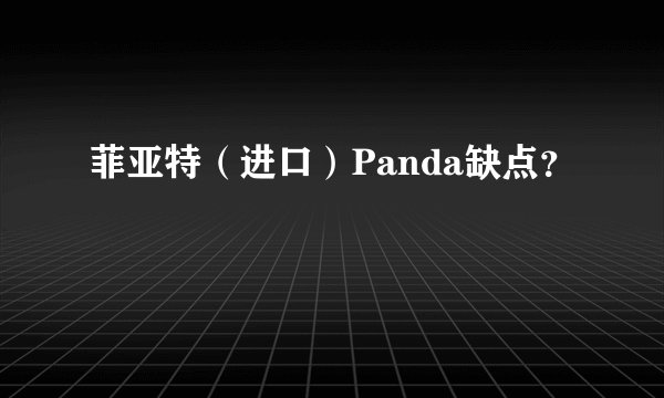 菲亚特(进口)Panda缺点?