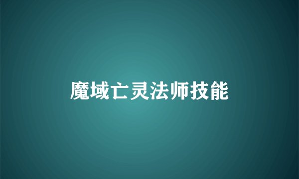 魔域亡灵法师技能