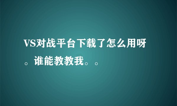 VS对战平台下载了怎么用呀。谁能教教我。。