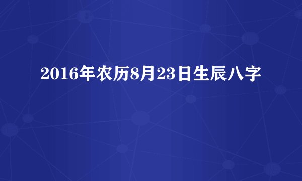 2016年农历8月23日生辰八字