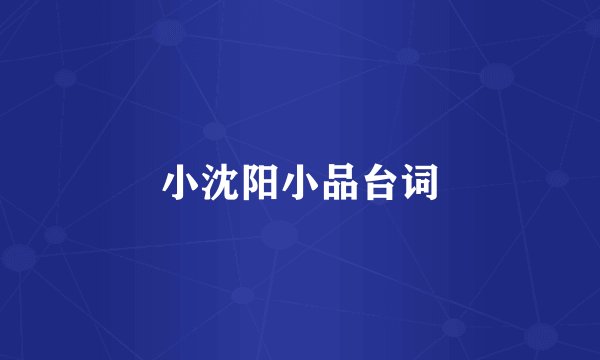 小沈阳小品台词