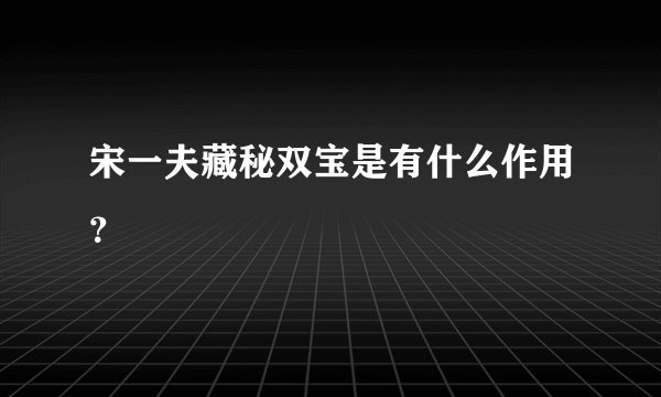 宋一夫藏秘双宝是有什么作用？