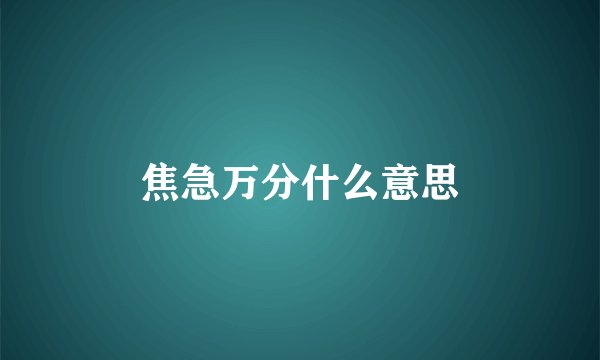 焦急万分什么意思