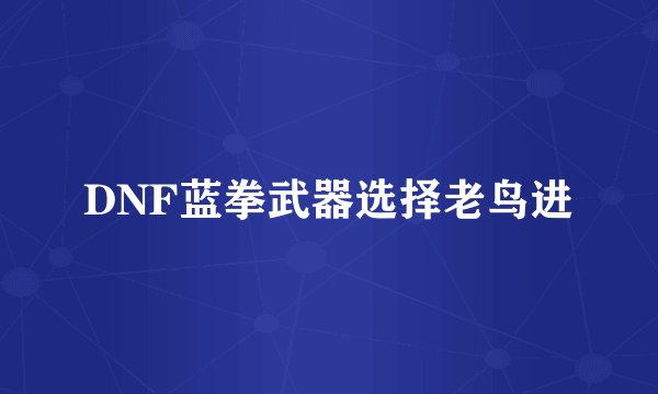 DNF蓝拳武器选择老鸟进