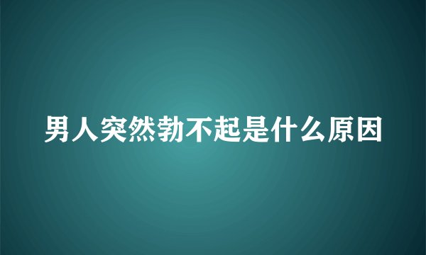 男人突然勃不起是什么原因