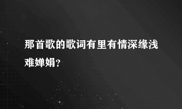 那首歌的歌词有里有情深缘浅难婵娟？