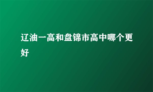 辽油一高和盘锦市高中哪个更好