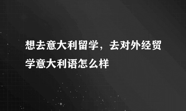 想去意大利留学，去对外经贸学意大利语怎么样