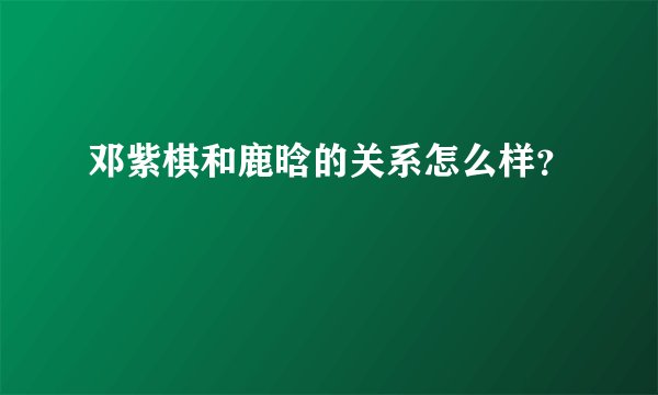 邓紫棋和鹿晗的关系怎么样？