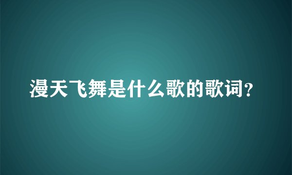 漫天飞舞是什么歌的歌词?