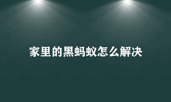 家里的黑蚂蚁怎么解决