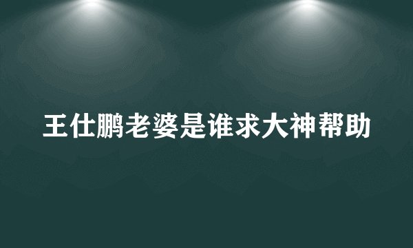 王仕鹏老婆是谁求大神帮助