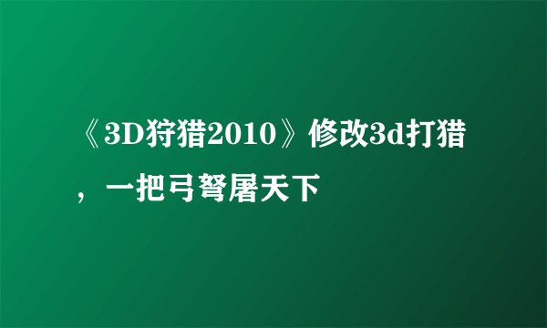 《3D狩猎2010》修改3d打猎,一把弓弩屠天下
