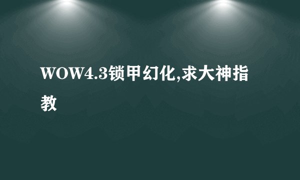 WOW4.3锁甲幻化,求大神指教