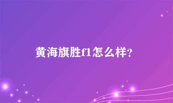 黄海旗胜f1怎么样?