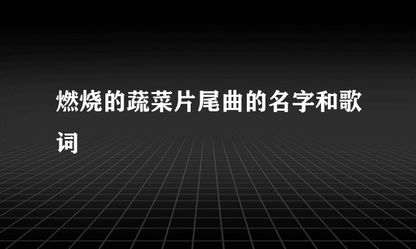 燃烧的蔬菜片尾曲的名字和歌词