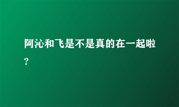 阿沁和飞是不是真的在一起啦?