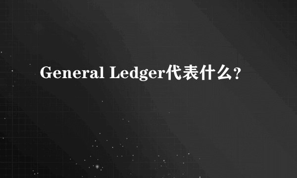 General Ledger代表什么？