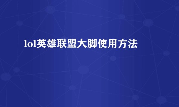 lol英雄联盟大脚使用方法