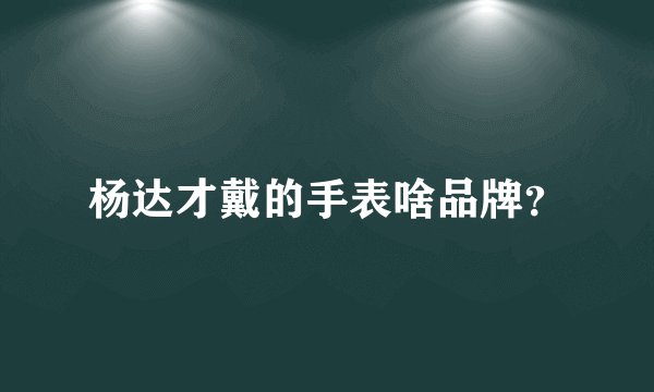 杨达才戴的手表啥品牌？