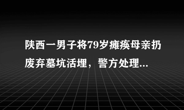 陕西一男子将79岁瘫痪母亲扔废弃墓坑活埋，警方处理大快人心，如何评价这种不孝子？