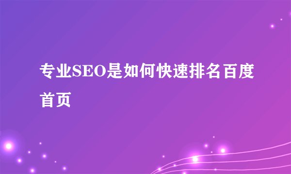 专业SEO是如何快速排名百度首页