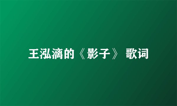 王泓漓的《影子》 歌词